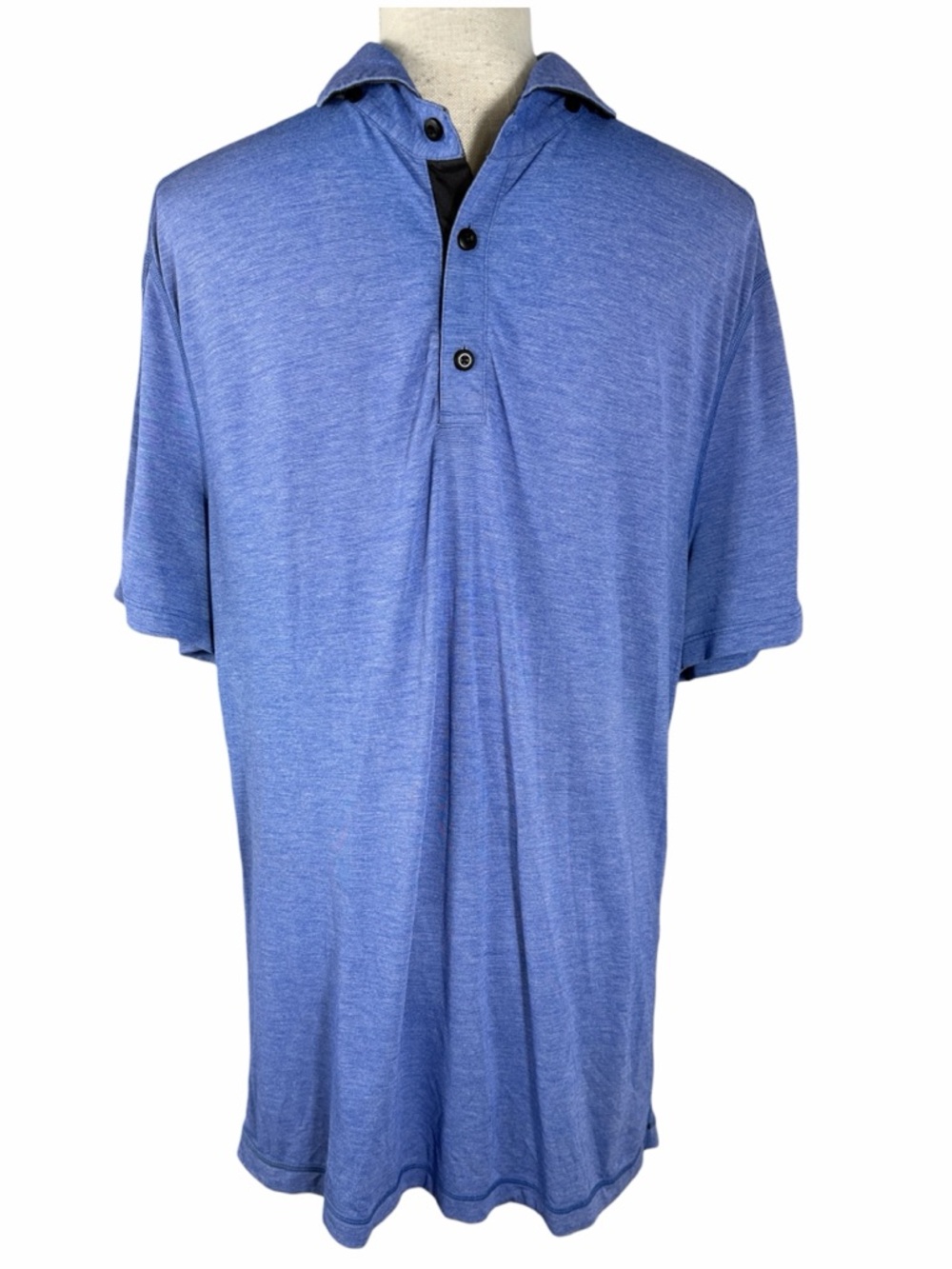 Lululemon Mens Heather Blue Short Sleeve Pima Cotton Blend Casual Polo XL TALL